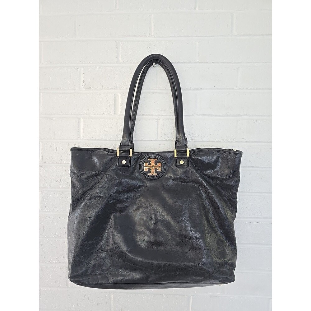 Tory Burch Leather Shoulder Bag Tote Black Color Women's